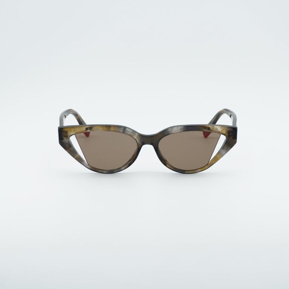 Fendi FE40009I 56E Sunglasses Shiny Havana Cat Eye Frame, Brown Lenses main image 9